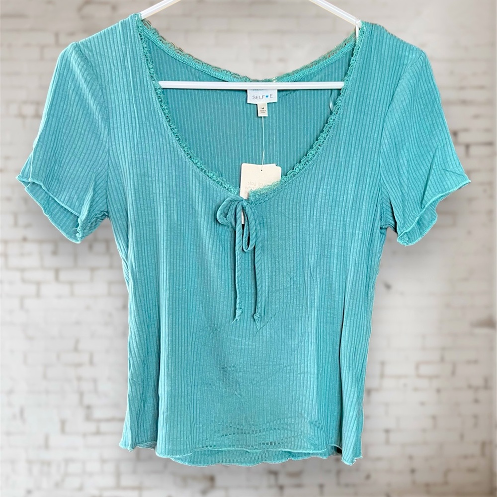 Self Esteem knit top, size medium. Lace edging at collar. NWT.